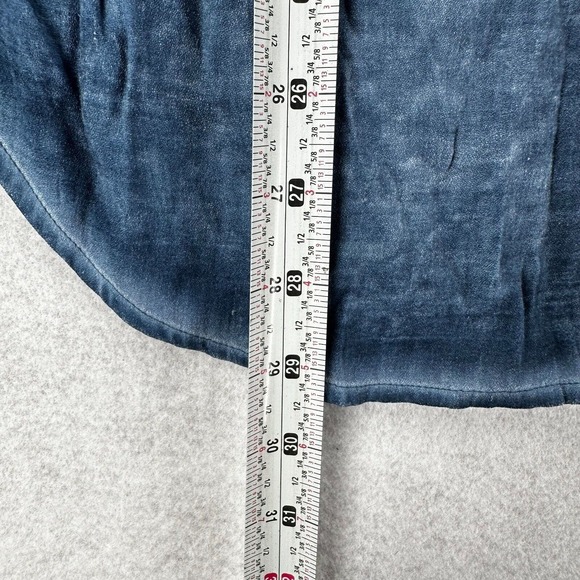 Chicos Blouse Womens 1 (MEDIUM) Chambray Lace Button Up Top Blue - Picture 12 of 14